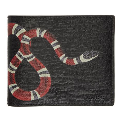 gucci mens black leather snake wallet|gucci wallet snake cheap.